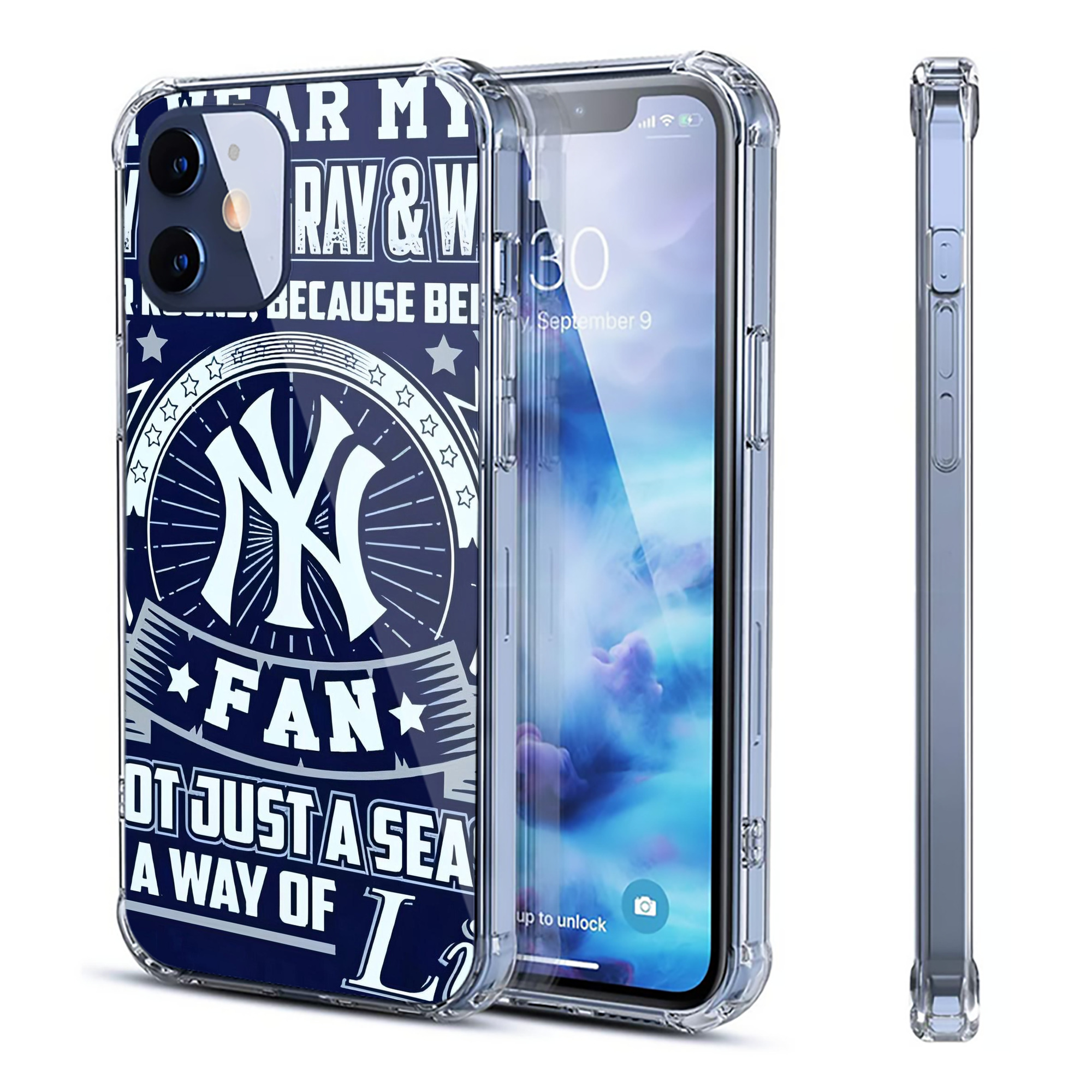 New York Yankees 194 Clear IPhone 12 Case – Soft TPU With UV Print – Enhanced Drop Protection, Precise Fit, Anti-Fingerprint, Customizable Design, Scratch-Resistant, Yellow-Resistant